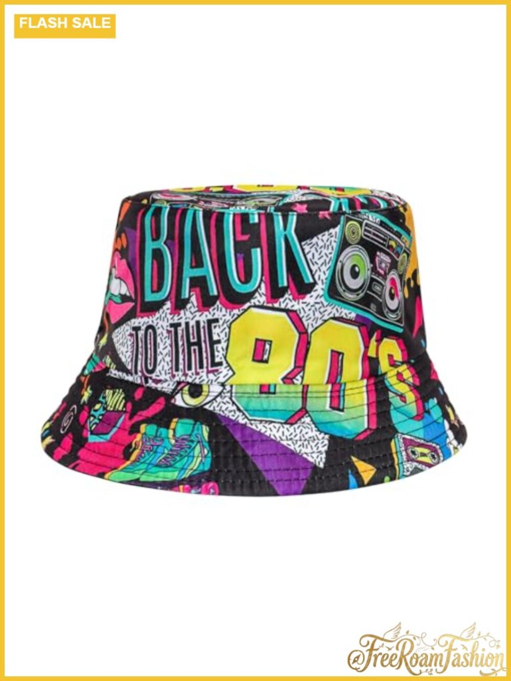 80s 90s Bucket Hat Packable Fisherman Rave Party Beach Sun Hat